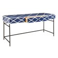 thumbnail image 6 of Maklaine Navy Blue Resin Writing Desk w/ Cream White Bone Accents, 6 of 9