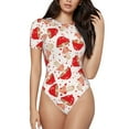 thumbnail image 2 of Picia Cute Mushroom Womens One Piece Swimsuits Modest Tummy Control Bathing Suits Lace Up Slimming Swim Suit-Small, 2 of 9