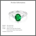 thumbnail image 6 of Gem Stone King 10K White Gold Simulated Emerald and White Created Sapphire 3-Stone Engagement Ring for Women (1.10 Cttw, Available 5,6,7,8,9), 6 of 6