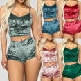 thumbnail image 2 of Licupiee Women's Sexy Velvet onesies Pajama Set for Women Babydoll Lingerie Crop Top Camisole with Shorts 2 Piece Sleepwear, 2 of 7
