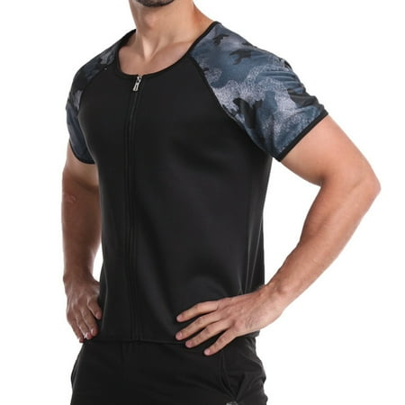 

JunDanmall Men Waist Trainer Soft Short Sleeve Round Neck Polyester Sauna Sport Sweat Corset for Gym