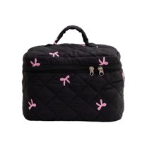 Cosmetic Bag Bow Embroidered Makeup Storage Bag Toilet Storage Bag Versatile Fashion Dumpling Lipstick Makeup Organizer for Everyday Use