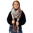 thumbnail image 4 of Peach Couture Warm Tartan Plaid Woven Oversized Fringe Scarf Blanket Shawl Wrap Oblong, 4 of 10