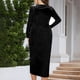 thumbnail image 3 of Vestido de terciopelo de talla grande para mujer, vestido de cóctel formal de terciopelo midi de manga larga, 3 of 6