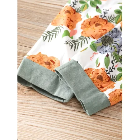 

GEDER-F Toddler Girls Pure Cotton Long Sleeve Top Floral Print Casual Pants