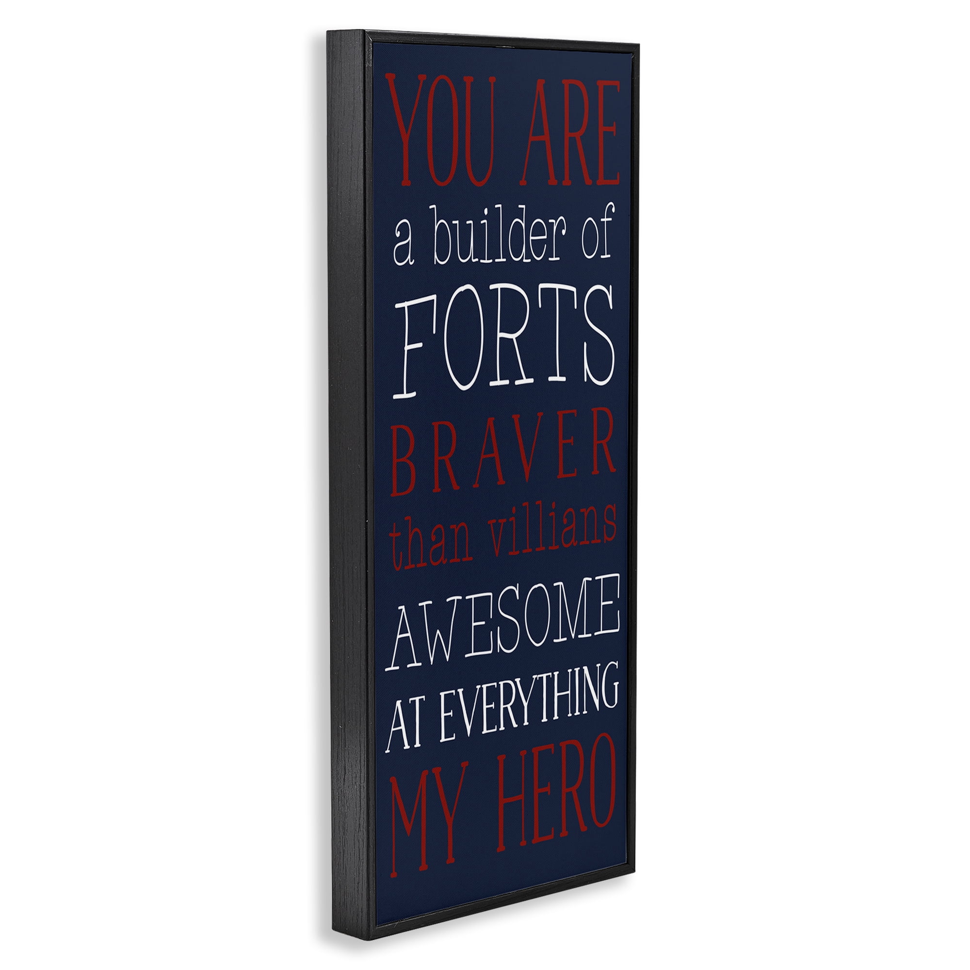 Stupell Industries You Are My Hero Typography Painting Black Framed Art Print Wall Art, 13 x 30