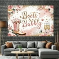 thumbnail image 2 of Boots and Bubbly Bridal Shower Backdrop Boho Western Pink Floral Wedding Photography Background Champagne Bride to Be Engagement Party Decorations Banner Supplies Photo Booth Props, 2 of 6