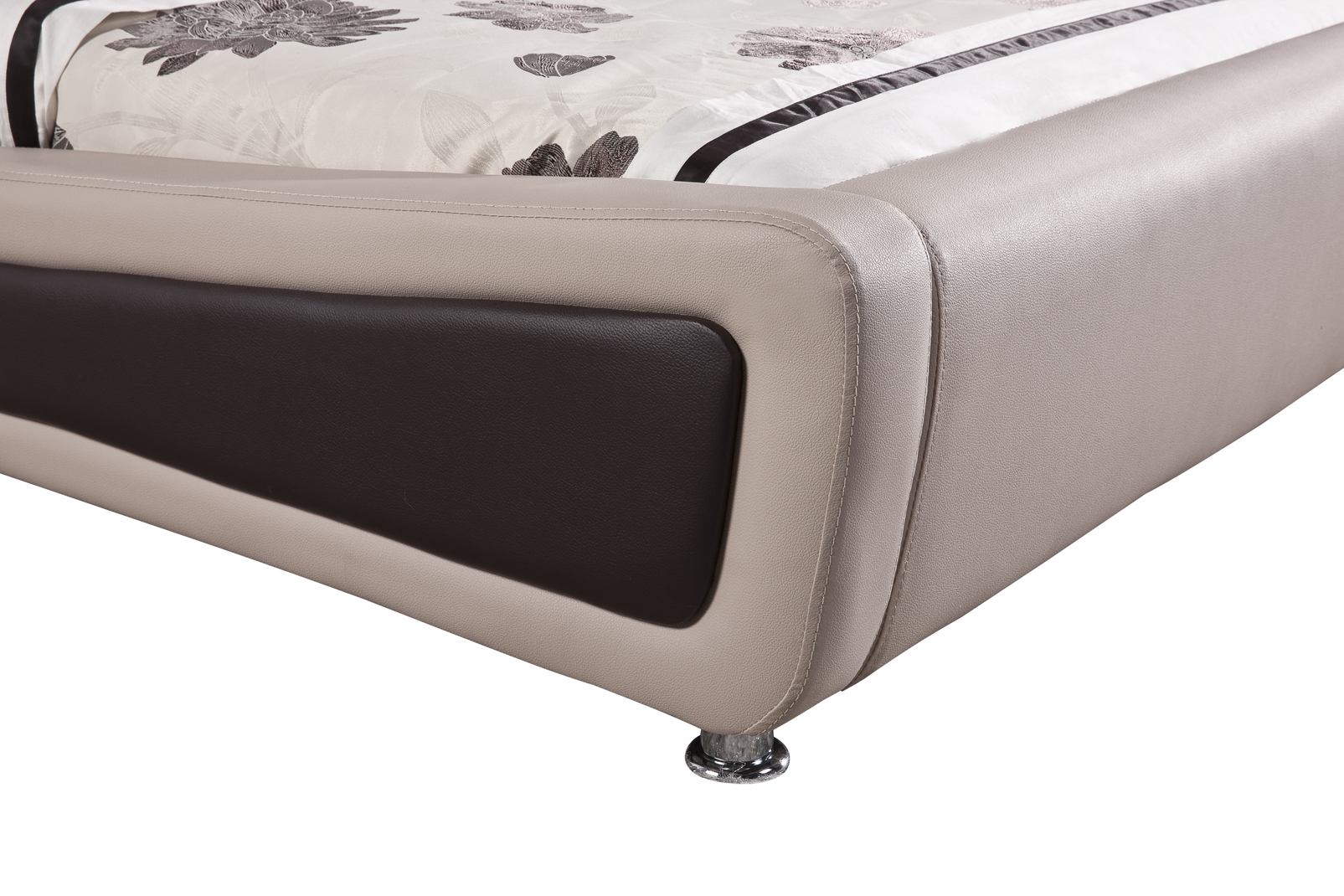 Olivia Contemporary Button Tufted Faux Leather Platform Bed, Beige/Brown, Eastern King - image 3 of 5