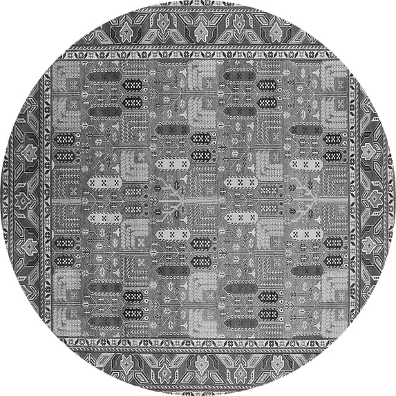 Ahgly Company Indoor Round Oriental Gray Industrial Area Rugs, 7' Round