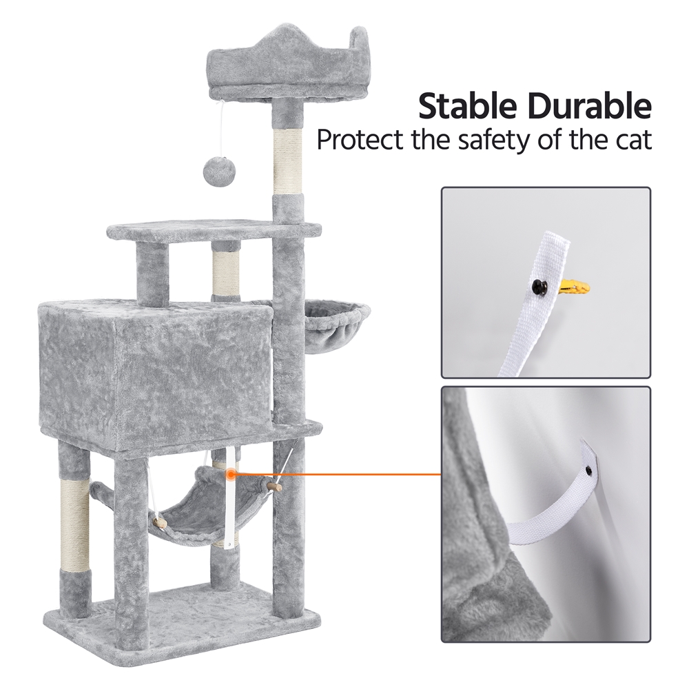 Renwick 55" Cat Tree Tower for Small Medium Cats, Light Gray