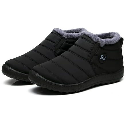 Mens Short Snow Boots Winter Anti-Slip Ankle Booties Waterproof Slip On Warm Fur Lined Sneaker US size (Best Anti Slip Boots)