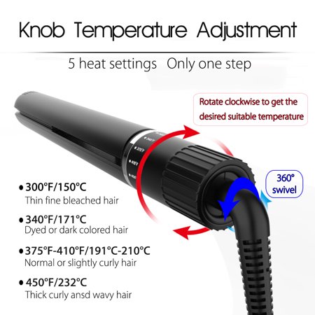 2 In 1 Cable 360 Knob Hair Straightener Curler Wand 10s Fast
