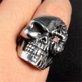 thumbnail image 2 of Mens Alloy Electroplated Skull Ring with Red Diamond Zircon Stone Simple One-Eye Design and Ideal Gift for Him Fashion Jewelry Ring, 2 of 5