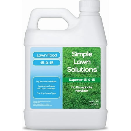 Superior 15-0-15 Liquid Fertilizer Nitrogen & Potash Lawn Food - Concentrated Spray- Any Grass Type- Green, Growth - Humic Acid - Kelp Seaweed - Phosphorus-Free (1 Quart)