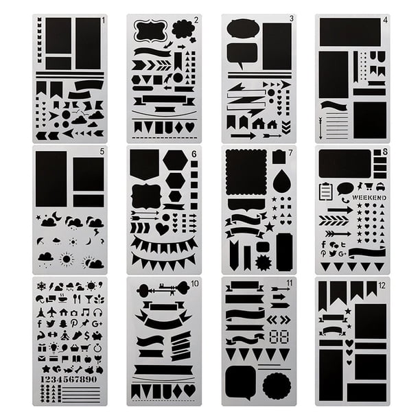 justharion 20 Pieces Painting Stencils Set Artistic DIY Multi ...
