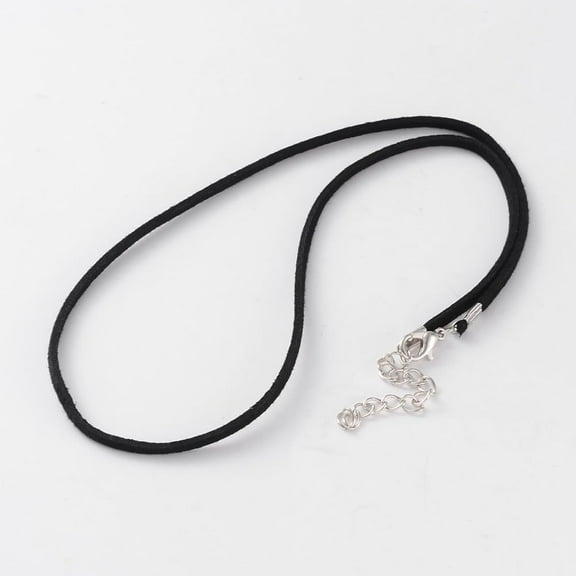 5Pcs Suede Cord Necklace Making Kit 34 Inch 86.3cm 2.5x1mm Black Cord with Alloy Lobster Claw Clasps Iron End Chain DIY Jewelry Craft Supplies