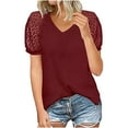 thumbnail image 2 of Pntutb Womens,Tops Women's V Neck Short Sleeve T Shirt Summer Solid Loose Blouse Clothes, 2 of 6