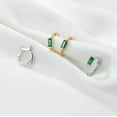 thumbnail image 6 of QQTDFG 925 Sterling Silver Tiny Baguette CZ Small Huggie Hoop Earrings A1569-Silver with Green Stone-7mm, 6 of 7