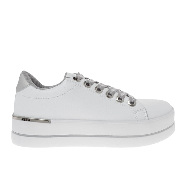 Tenis Rosalia color blanco con detalles plateados en talón y laterales 26.0 Dorothy Gaynor Tenis Rosalia color blanco con detalles plateados en talón y laterales 26.0