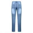 thumbnail image 4 of IYTR Men's Stretch Straight Fit Washed Black Biker Jeans Distressed Slim Denim Pants with Multi Pockets Light Blue XL, 4 of 5