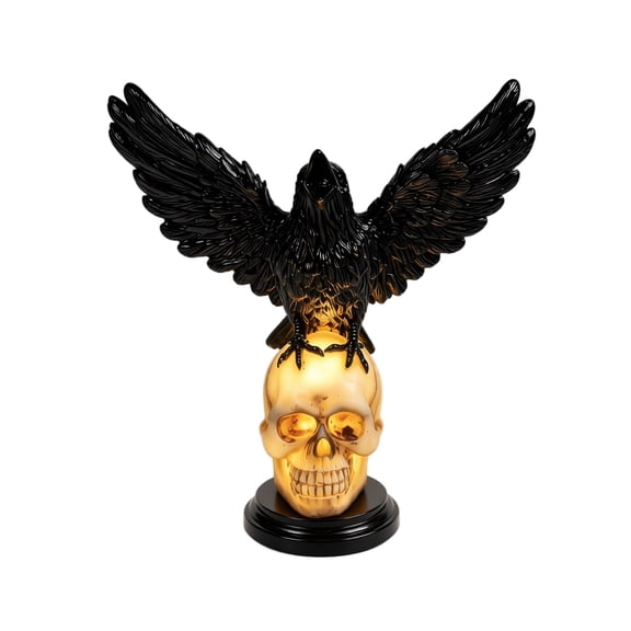 Night Light Lamp Gothic Raven Skull Decor for Halloween Indoor Home Bedroom Desktop Party Display