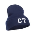 thumbnail image 5 of CT Connecticut Embroidered Long Beanie - Navy OSFM, 5 of 5