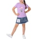 thumbnail image 2 of Conjuntos de blusas y camisas de cuello redondo y manga corta para niños, top con capucha de manga larga de color con faldas de cintura elástica, traje casual y cómodo, conjunto de poliéster para niño, 2 of 6