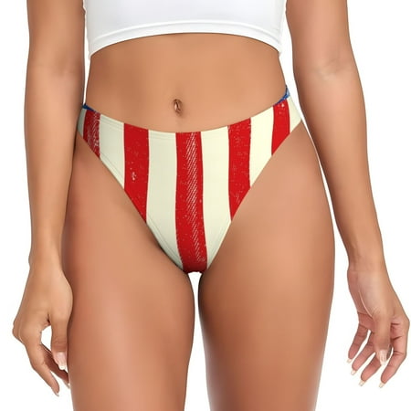 Adobk America Flags2 Print Seamless Women Underwear Thongs No Show Ladies Thong No Line Breathable Comfortable Panties Undies for Women-X-Large
