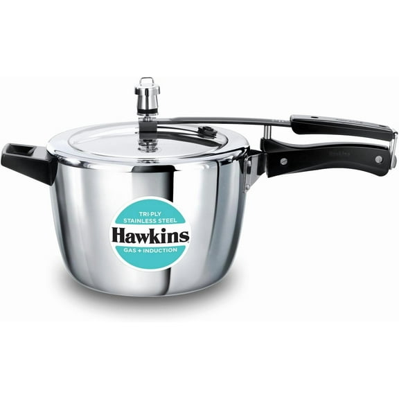 Hawkins 4.5 Litre Triply Stainless Steel Pressure Cooker, Inner Lid Cooker, Silver HSST45)