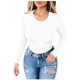 thumbnail image 1 of Puntoco moda mujer Slim Casual o-cuello manga larga sólido camiseta blusa tops Puntoco Puntoco-2749, 1 of 4
