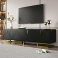 thumbnail image 2 of Homy Casa TV Stand with Textured Doors, Gold Handles & Legs, 2 of 12
