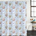 thumbnail image 2 of Easter Shower Curtain, Waterproof Shower Curtains for Bathroom, Blue Spring Rabbits Basket Colorful Eggs Bows Washable Fabric Bathtub Curtain Set Bath Decor with 12 Hooks Stall 36"x72", 2 of 8