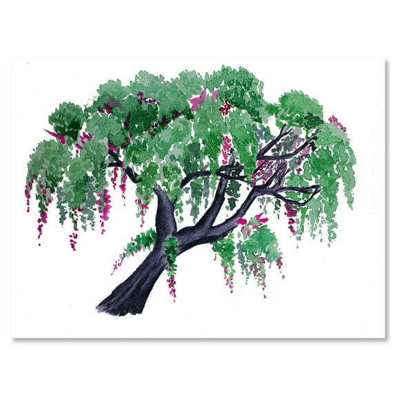 Designart ' A Lonely Tree of Wisteria ' Traditional Canvas Wall Art Print