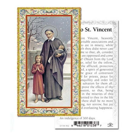 

Saint Vincent de Paul Gold-Stamped Catholic Prayer Holy Card with Prayer on Back Pack of 100