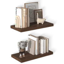 Dumekko 12 Inch Deep Floating Shelves for Wall 2 Pack Floating Shelves Large Storage Space Wall Mount Shelf for Living Room Kitchen Bathroom 24" W x 12" D x 1.2" H Rustic Brown