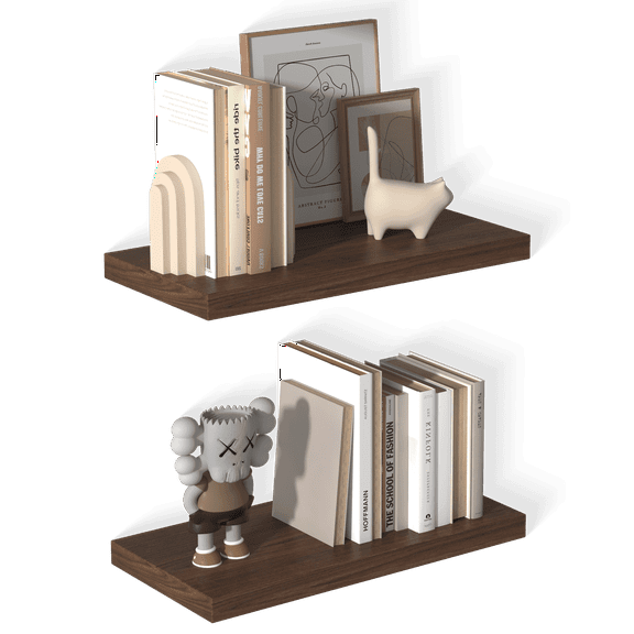 Dumekko 12 Inch Deep Floating Shelves for Wall 2 Pack Floating Shelves Large Storage Space Wall Mount Shelf for Living Room Kitchen Bathroom 24" W x 12" D x 1.2" H Rustic Brown