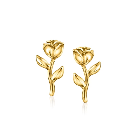 Pure Collection by Ross-Simons Italian 14kt Yellow Gold Rose Flower Earrings, Women's, Adult