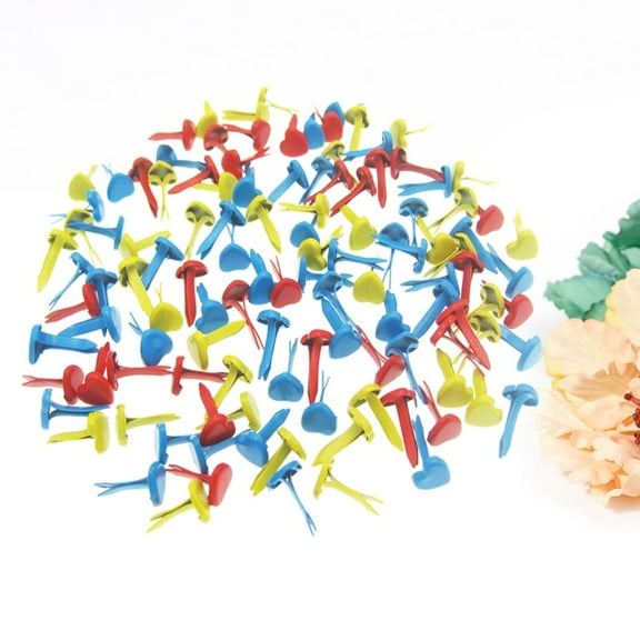 WHAMVOX 100 Pcs Heart Brads Colorful Silver for Paper Crafts Decorative