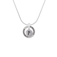 thumbnail image 2 of Delight Jewelry Silvertone Capital Letter - P - Pebble Disc - Gymnastics Ring Charm Necklace, 18", 2 of 4
