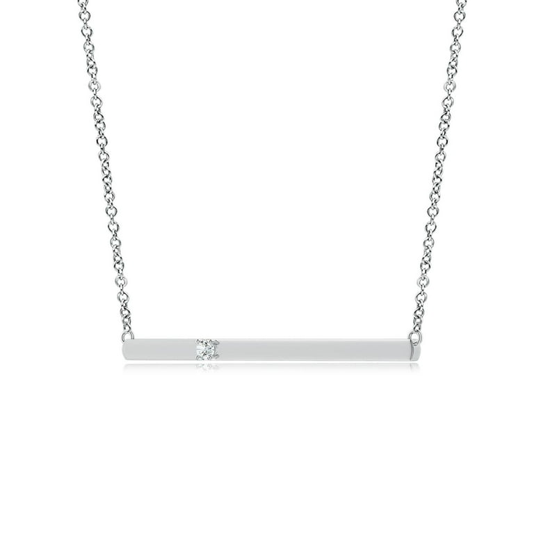 ANGARA Natural Solitaire Diamond Bar Pendant Necklace in 14K White