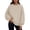 Khaki S, variant on Fall Winter Women Sweatshirt Thickened Plush Round Neck Solid Color Loose Split Hem Pockets Pullover Mid Length Warm Sport Daily Wear Top