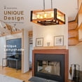 thumbnail image 6 of Square Crystal Glass Industrial Style Island Light,8-Light Farmhouse Island Light,Adjustable Chain Length Ceiling Light,Square Multi-Style Kitchen Chandelier,Suitable for Dining,Living Room,Kitchen, 6 of 6