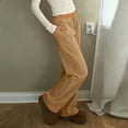 thumbnail image 4 of LIIPEE Womens Pants Casual Solid Color Full Straight-Leg Elastic Band Khakis Ladies Mid Waist Relaxed Fit Comfortable Breathable Soft Daily Pants With Pockets,M, 4 of 9