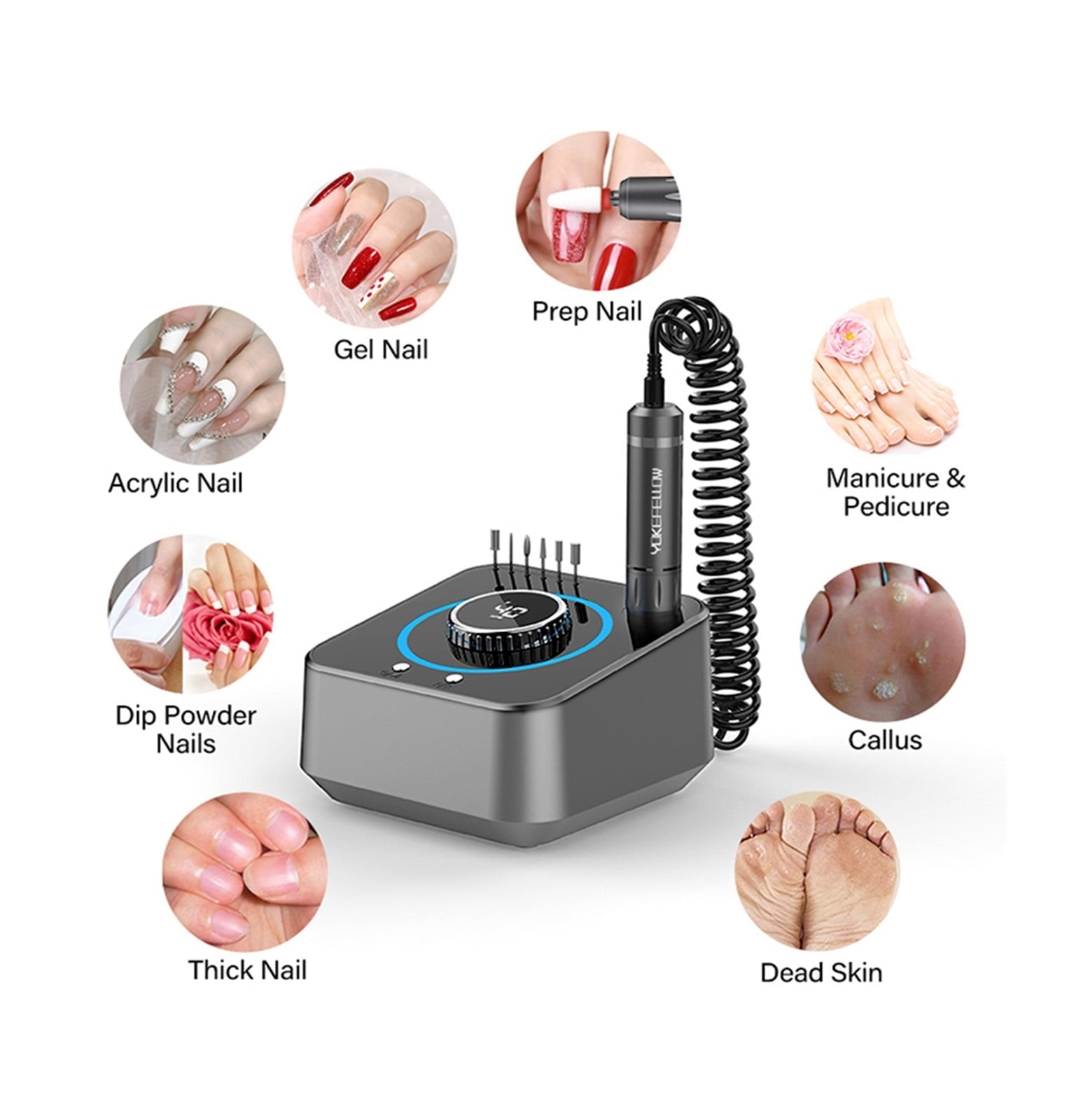 Electric Nail Drill Machine,40000RPM Professional Efile Nail Drill Kit,Electric Nail File for Acrylic Nails Gel Nails ,Low Noise