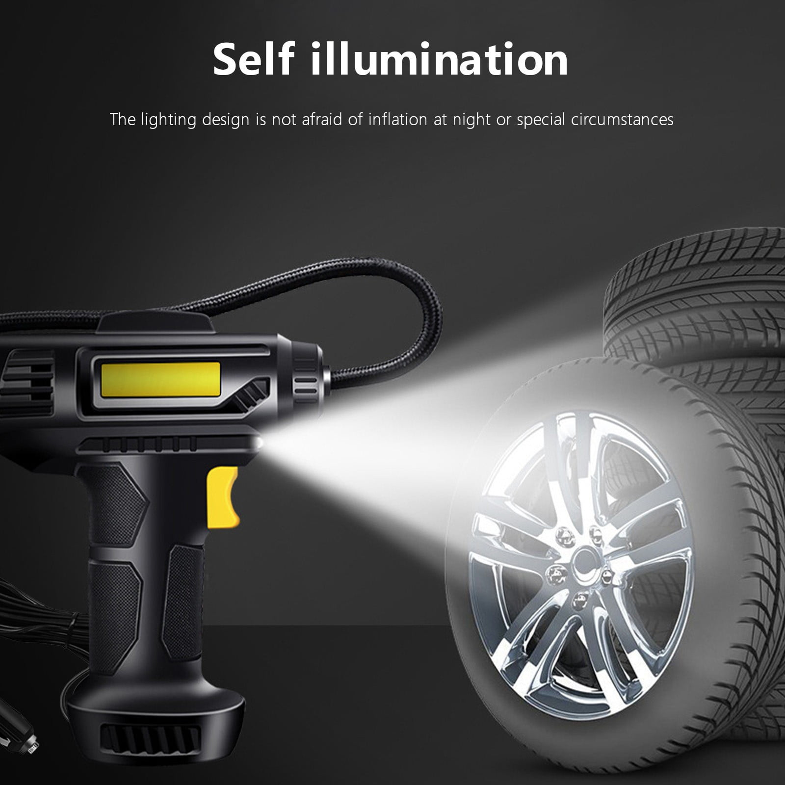 150PSI Tire Inflator, Portable 12V Air Compressor, Auto Tire Pump with Digital Pressure Gauge and Emergency LED Light, Car Tire Maintenance Tool