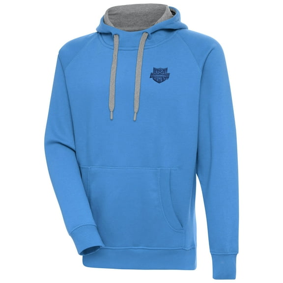 Women's Antigua  Powder Blue USA Swimming Victory Pullover Hoodie