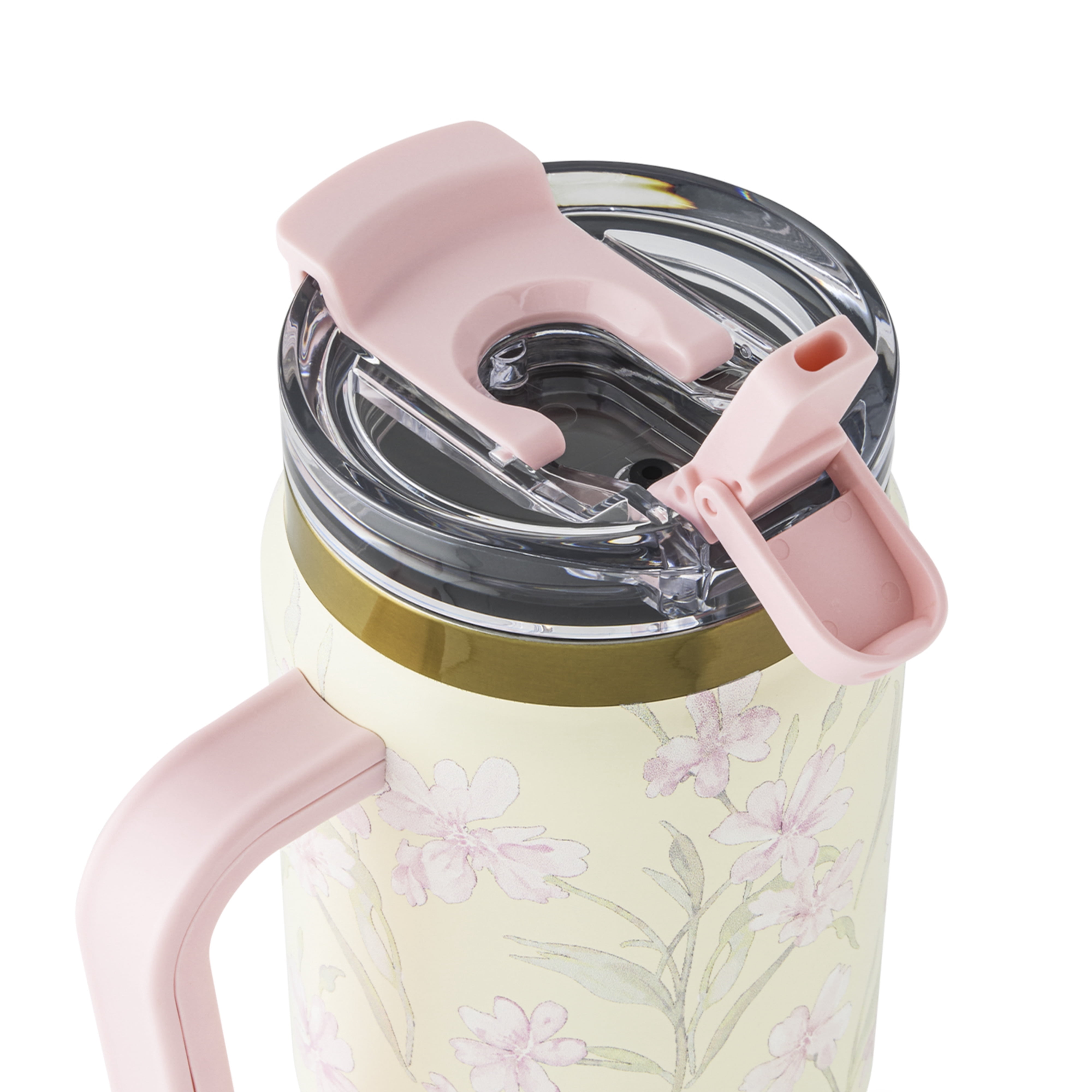 Thyme & Table 32oz Stainless Steel Luna Tumbler with Handle and Dual Straw Lid, Blossom Meadow
