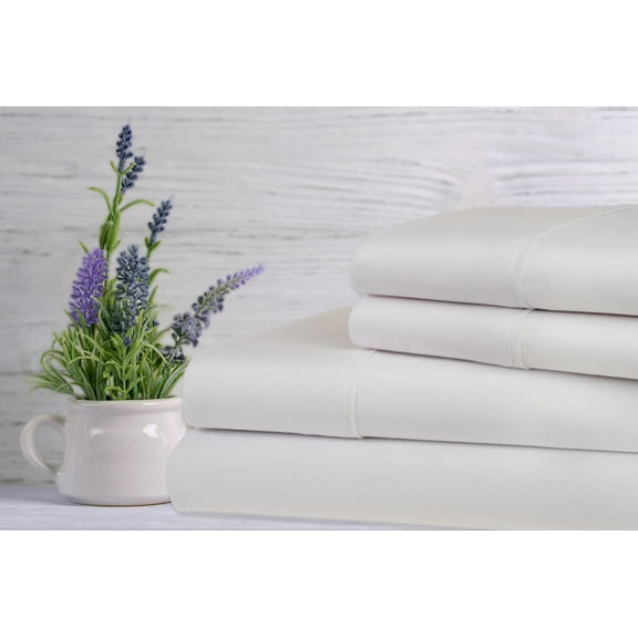Rayon from Bamboo Lavender Infused Scented 4-Piece Sheet Set - 6 Colors - White - Twin