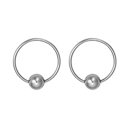 0.375 Inch Captive Ring - Pair of 2 Rings: 20g 7/16 Inch Surgical Steel Captive Bead Hoop CBR Rings, 4mm Balls