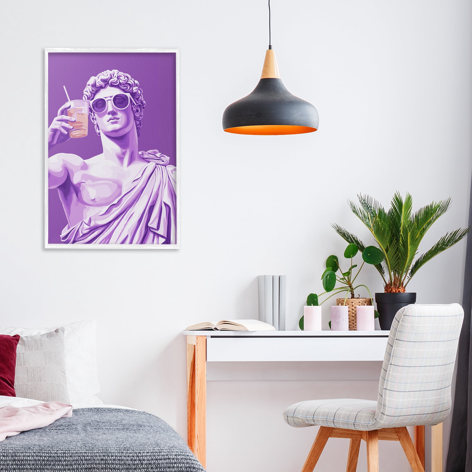 Stupell Industries Greek Statue Cheers White Framed Giclee Art, design by Andreas Magnusson
